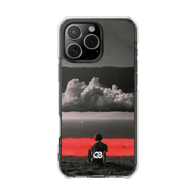 Crimson Horizon · Clear Impact Magnetic Phone Case for iPhone ·  Black
