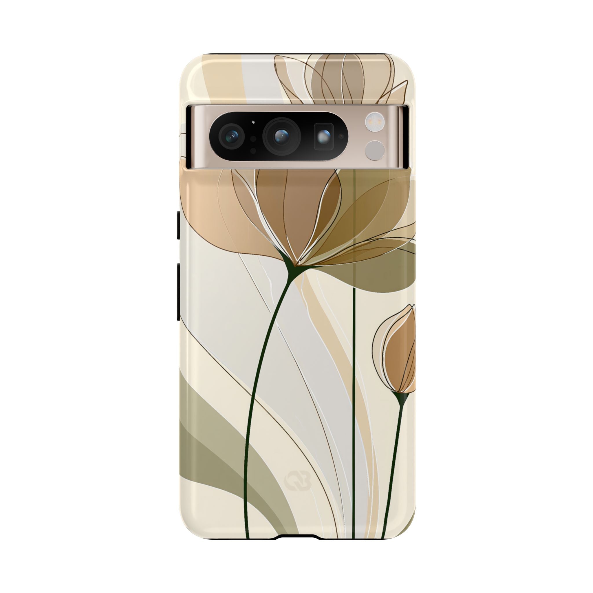 Beige Tough Phone Case for Google Pixel - Muted Ochre Petals