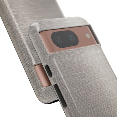 Grey Tough Phone Case for Google Pixel - Brushed Nickel Linen