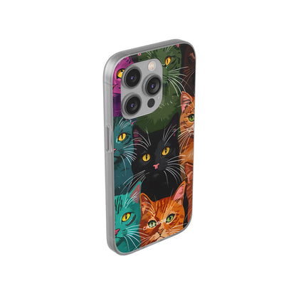 Teal Cat Grid iPhone 14 Pro Case - Soft