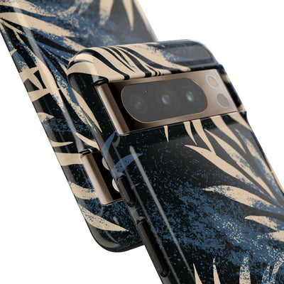 Blue Tough Phone Case for Google Pixel - Midnight Indigo Palm
