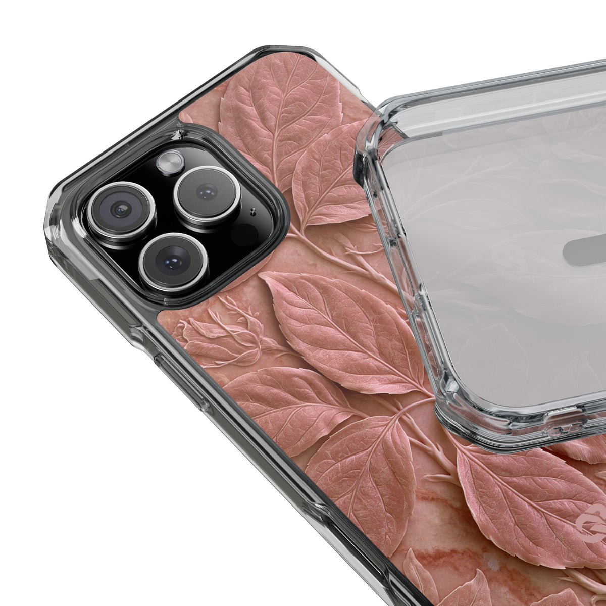Blush Rose Relief · Clear Impact Magnetic Phone Case for iPhone · Pink