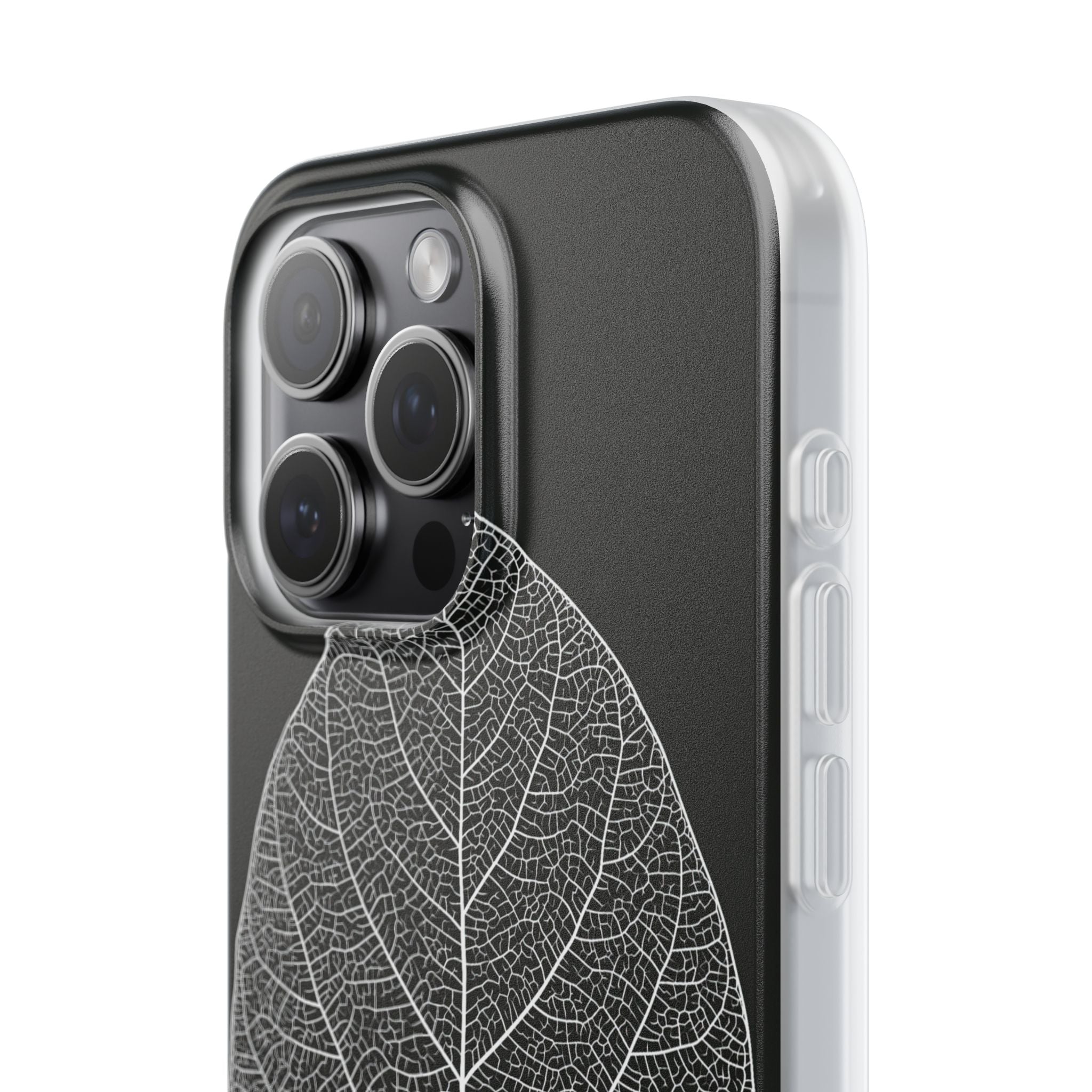 Black Lite Phone Case for iPhone - Bleached Leaf Lattice