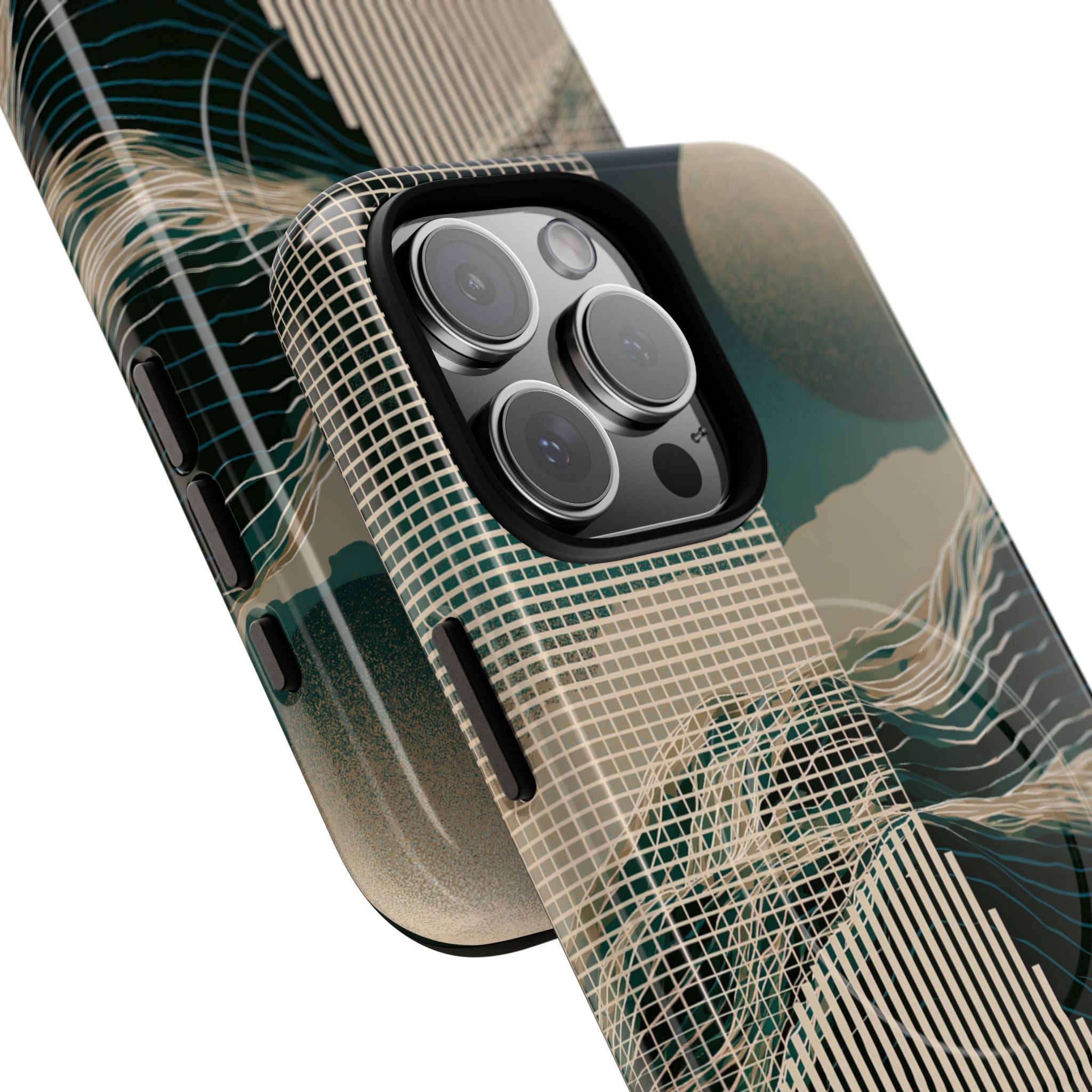 Green Tough 2.0 Magsafe Phone Case for iPhone - Lunar Moss Topography