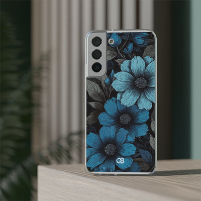 Obsidian Blue Petals · Soft Phone Case for Samsung