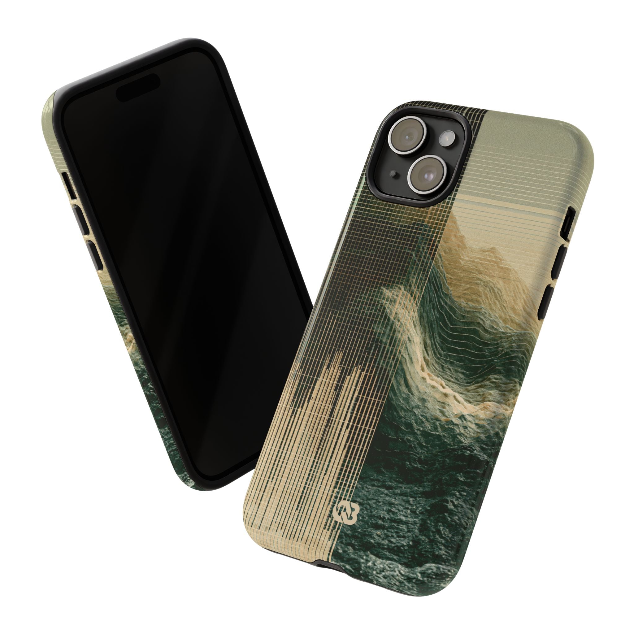 Beige Tough Phone Case for iPhone - Veridian Data Ridge