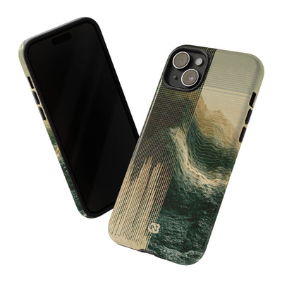 Beige Tough Phone Case for iPhone - Veridian Data Ridge