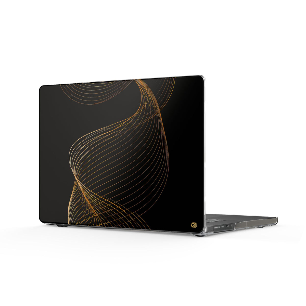 Golden Contour Flow · Clear Hard Case for MacBook · Black