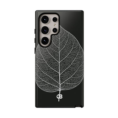 Black Tough Phone Case for Samsung - Bleached Leaf Lattice