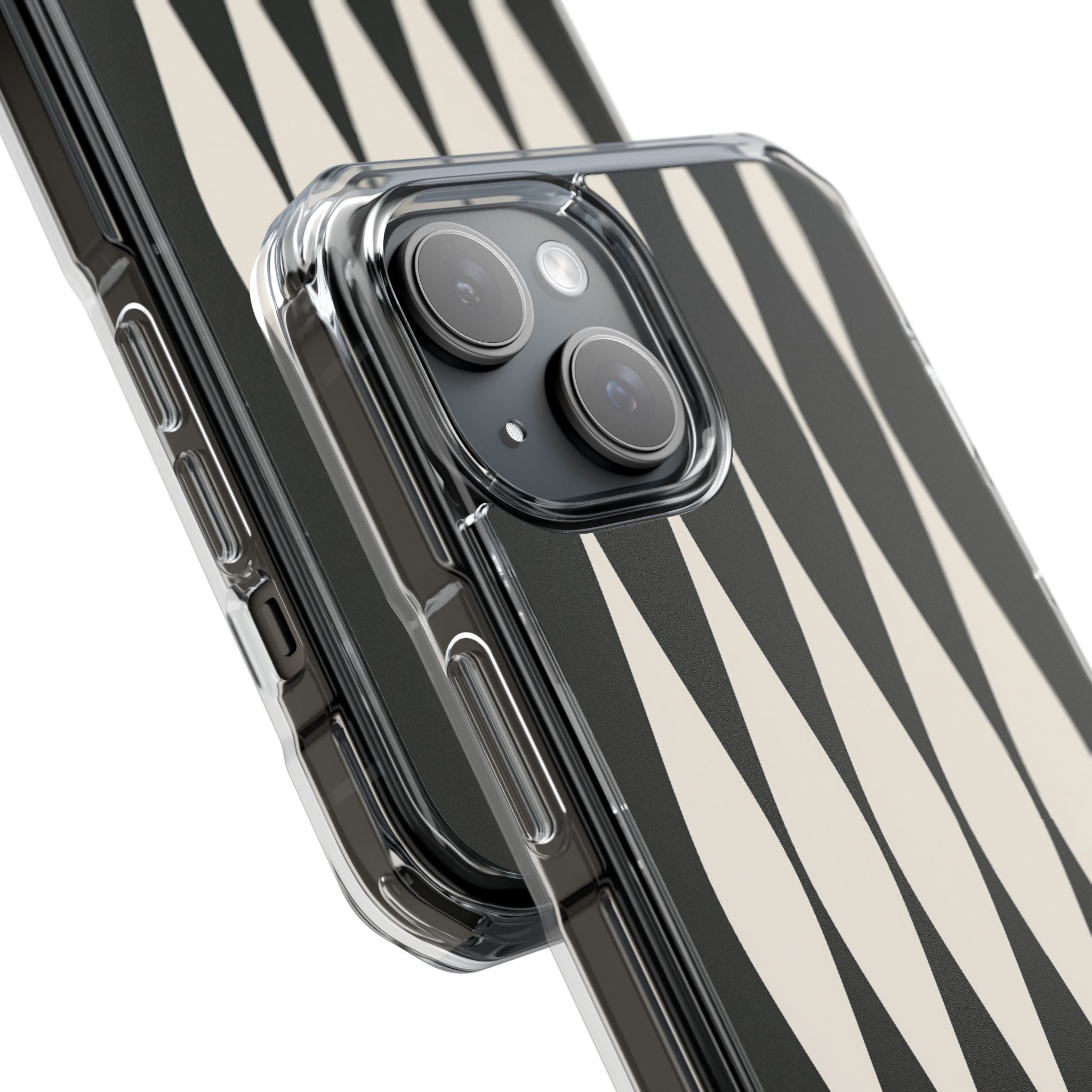 Black Impact MagSafe Phone Case for iPhone - Ivory Spindle Grid