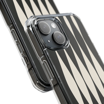 Black Impact MagSafe Phone Case for iPhone - Ivory Spindle Grid
