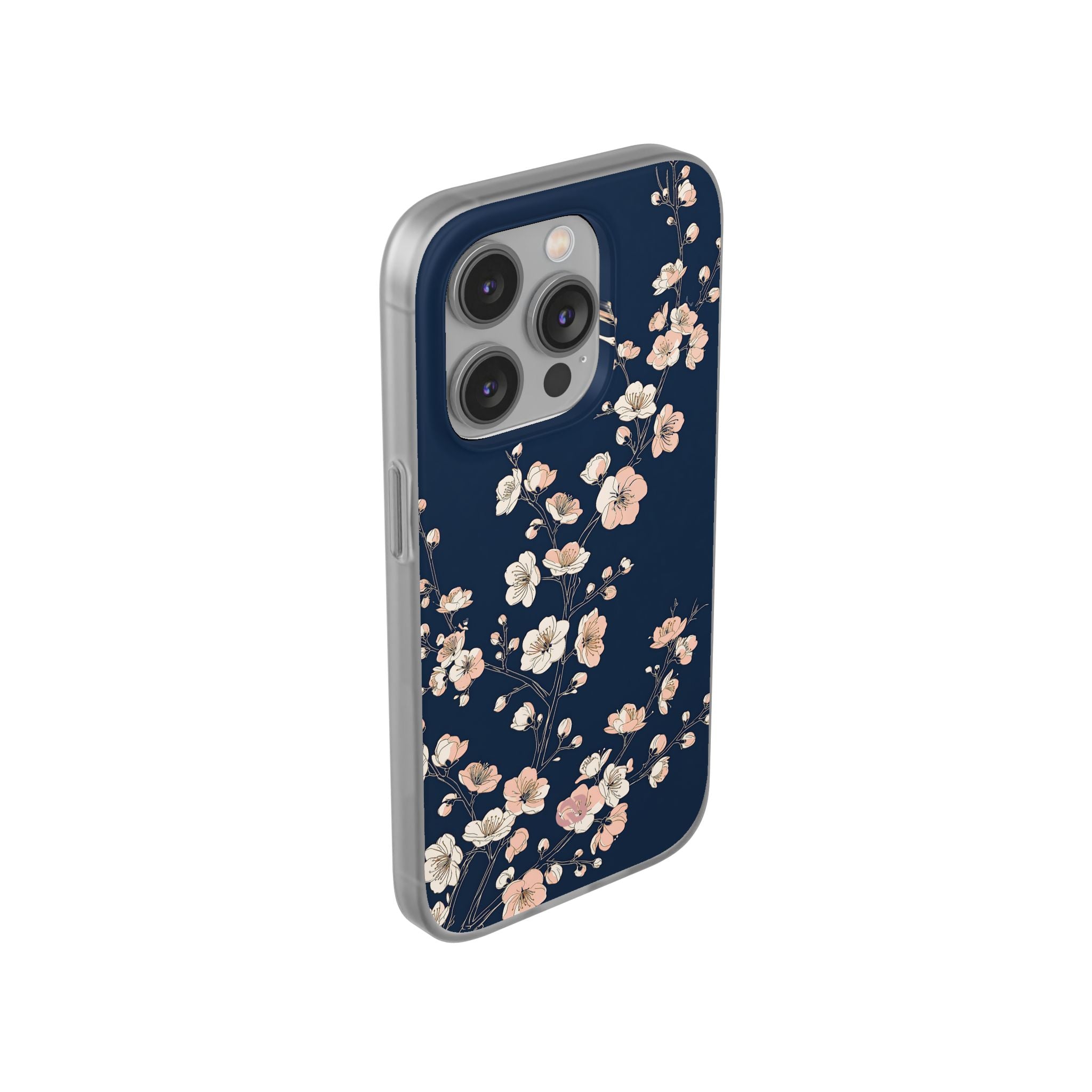 Blue Lite Phone Case for iPhone - Midnight Peach Sakura