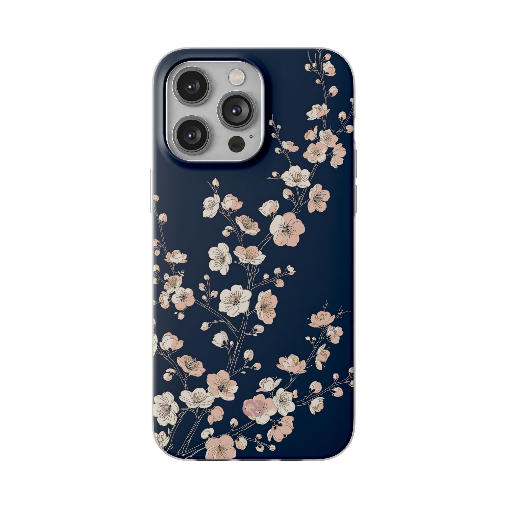Blue Lite Phone Case for iPhone - Midnight Peach Sakura