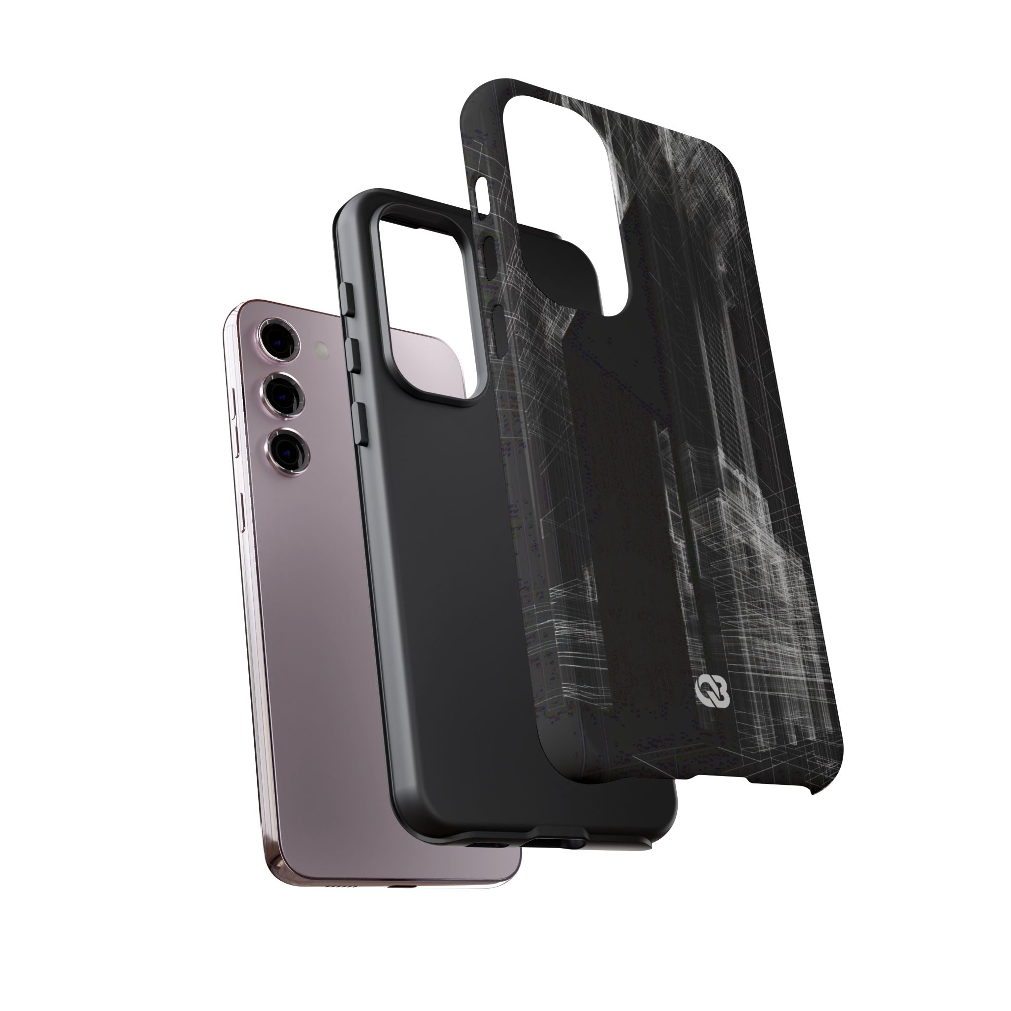 Black Tough Phone Case for Samsung - Ghost Urban Wireframe