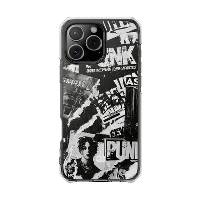 Underground Punk Collage · Clear Impact Magnetic Phone Case for iPhone · Black