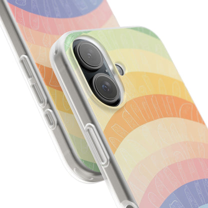 Pastel Rainbow Bands iPhone 16 Case - Soft