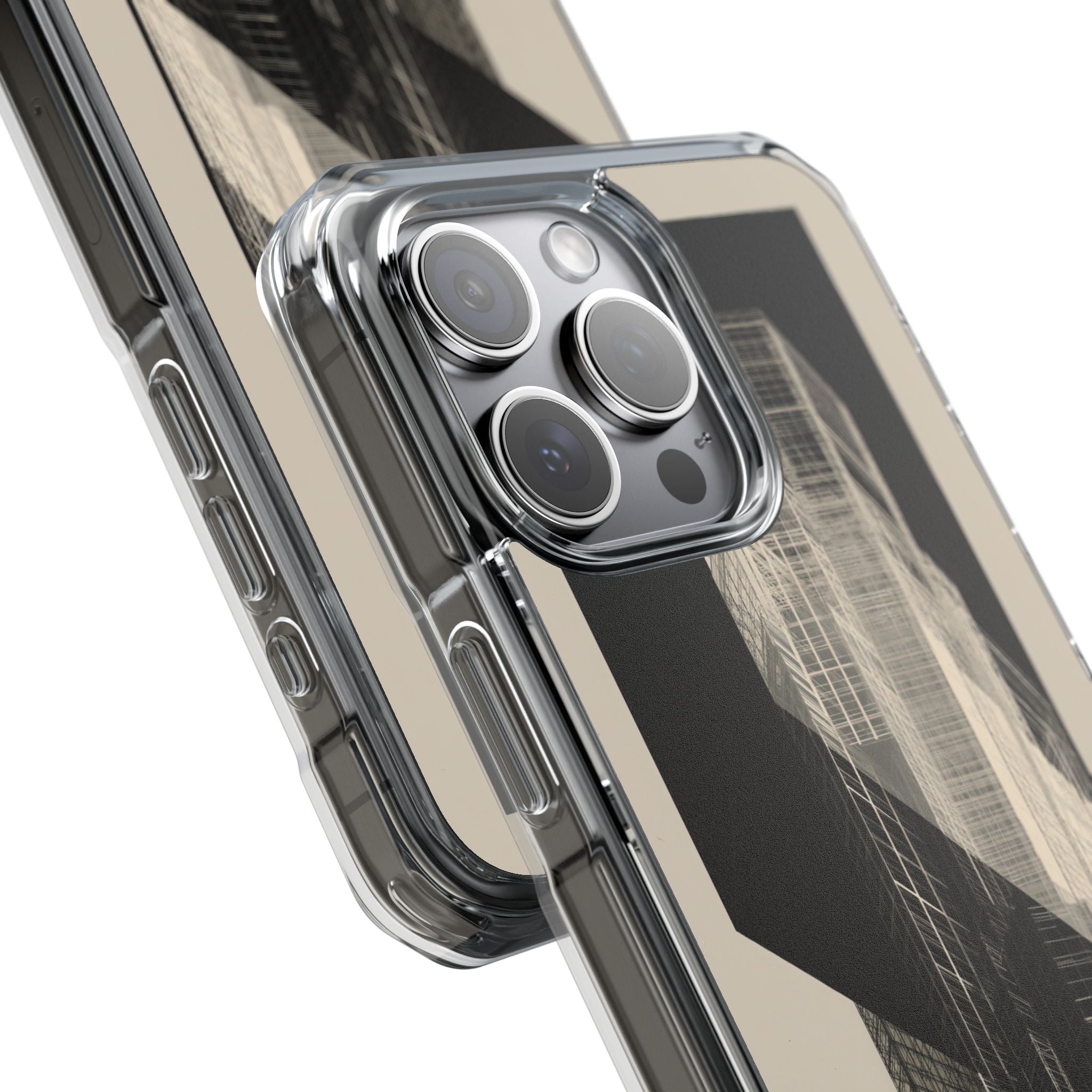 Beige Impact MagSafe Phone Case for iPhone - Monolith Urban Grid
