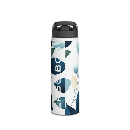 Navy Leaf Veins - Stainless Steel Water Bottle