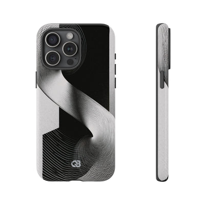 Grey Tough Phone Case for iPhone - Obsidian Moiré Wave