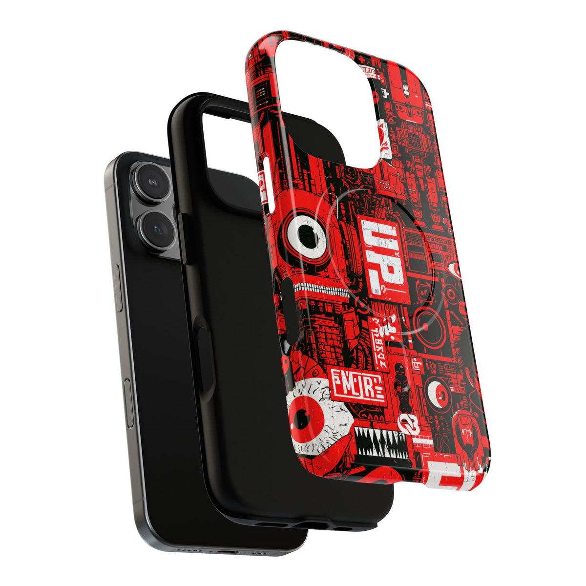 Neo Mecha Collage · Tough 2.0 Magnetic Phone Case for iPhone · Red