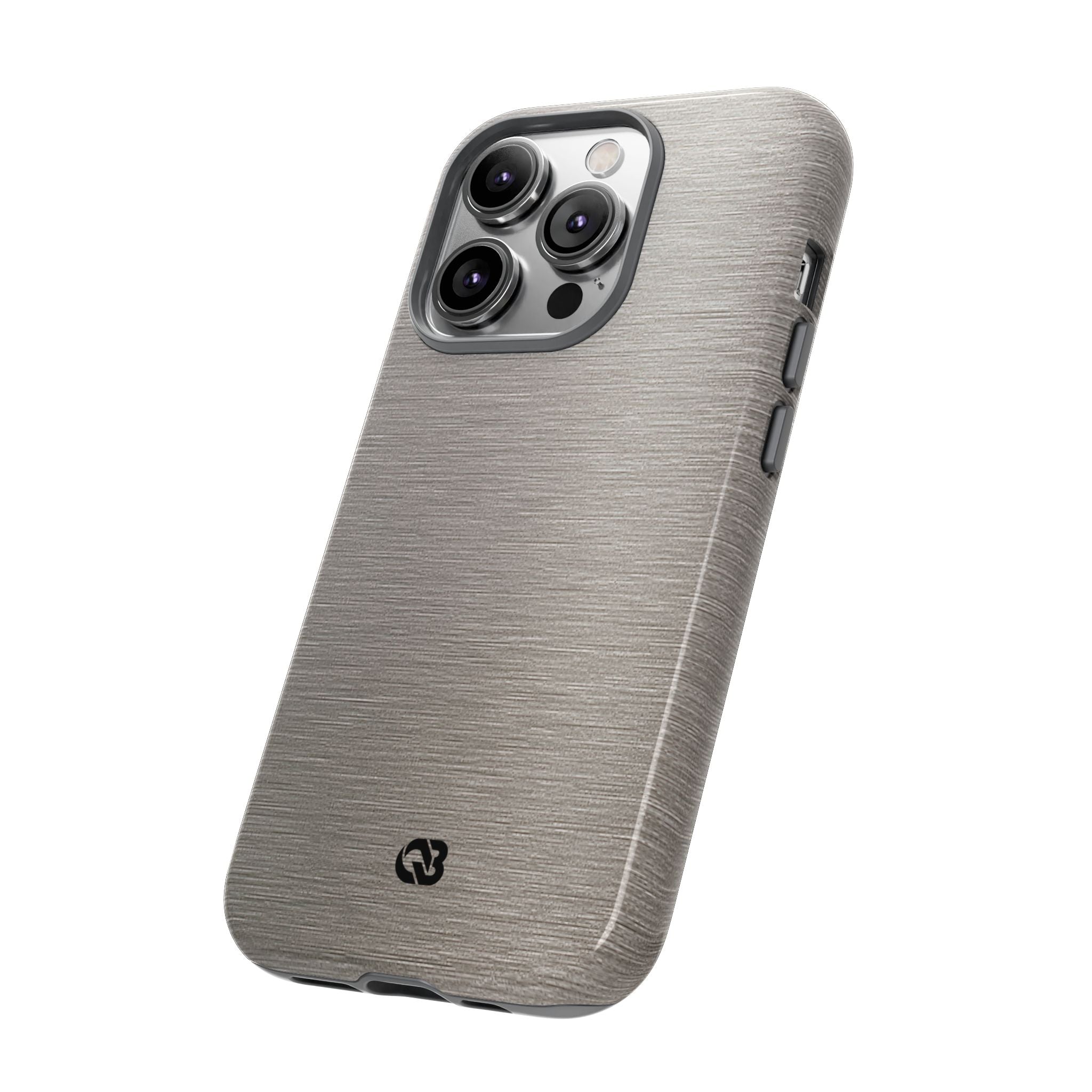 Grey Tough Phone Case for iPhone - Brushed Nickel Linen