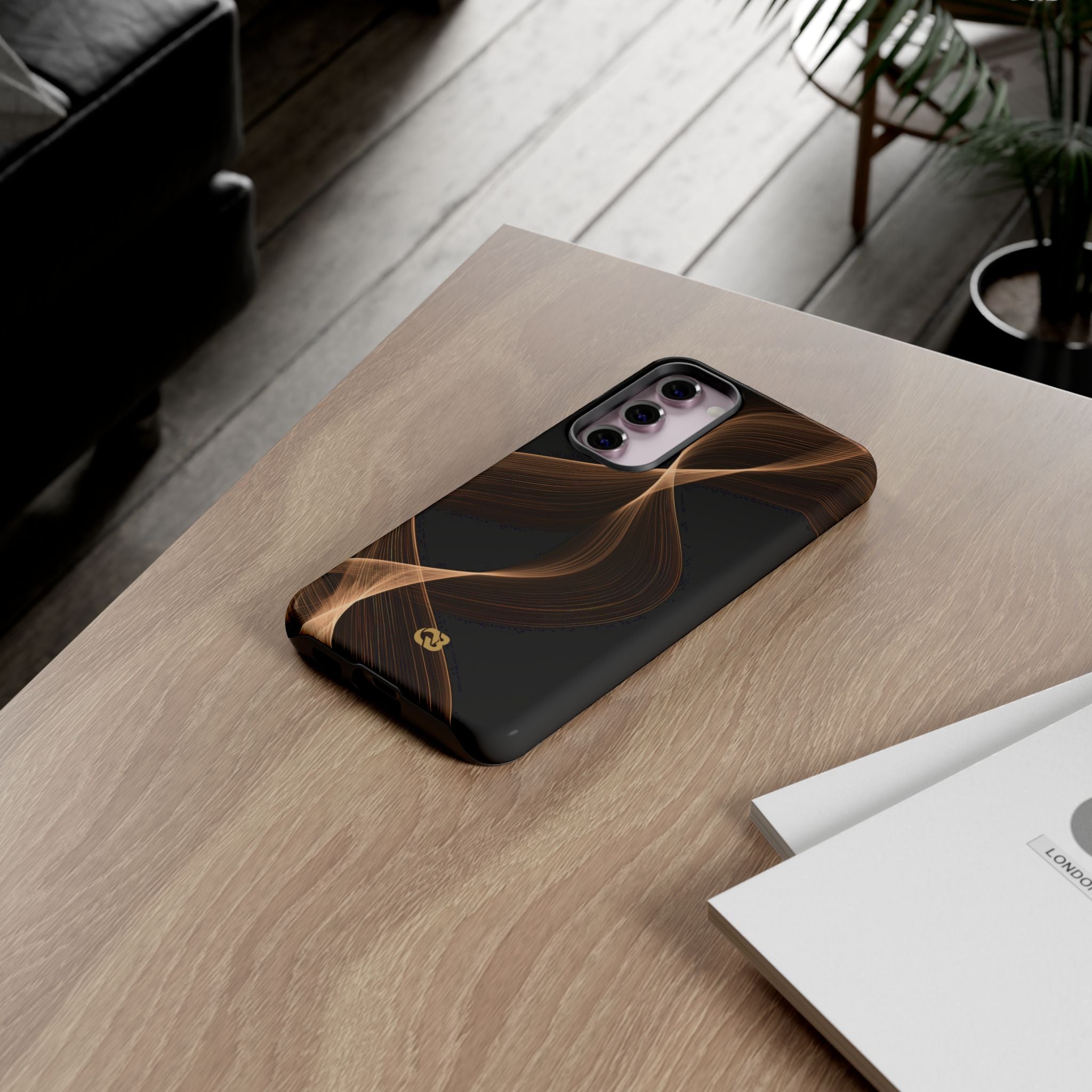 Brown Tough Phone Case for Samsung - Copper Silk Wave
