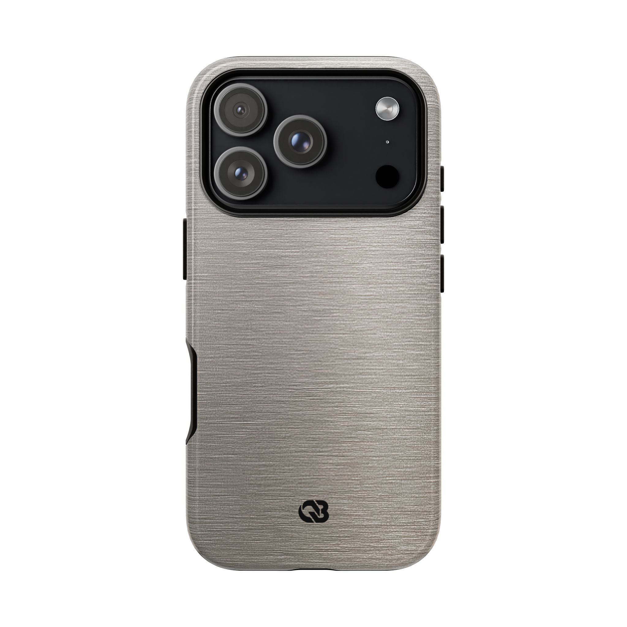 Grey Tough Phone Case for iPhone - Brushed Nickel Linen
