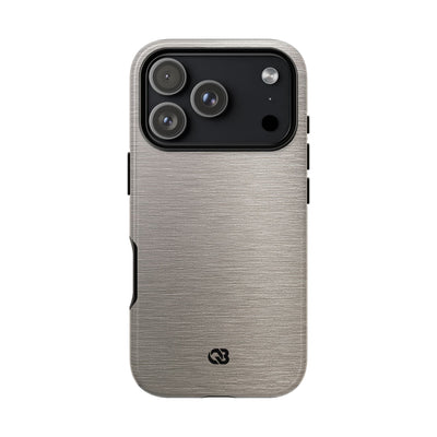 Grey Tough Phone Case for iPhone - Brushed Nickel Linen