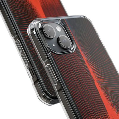 Red Impact MagSafe Phone Case for iPhone - Crimson Frequency Pulse