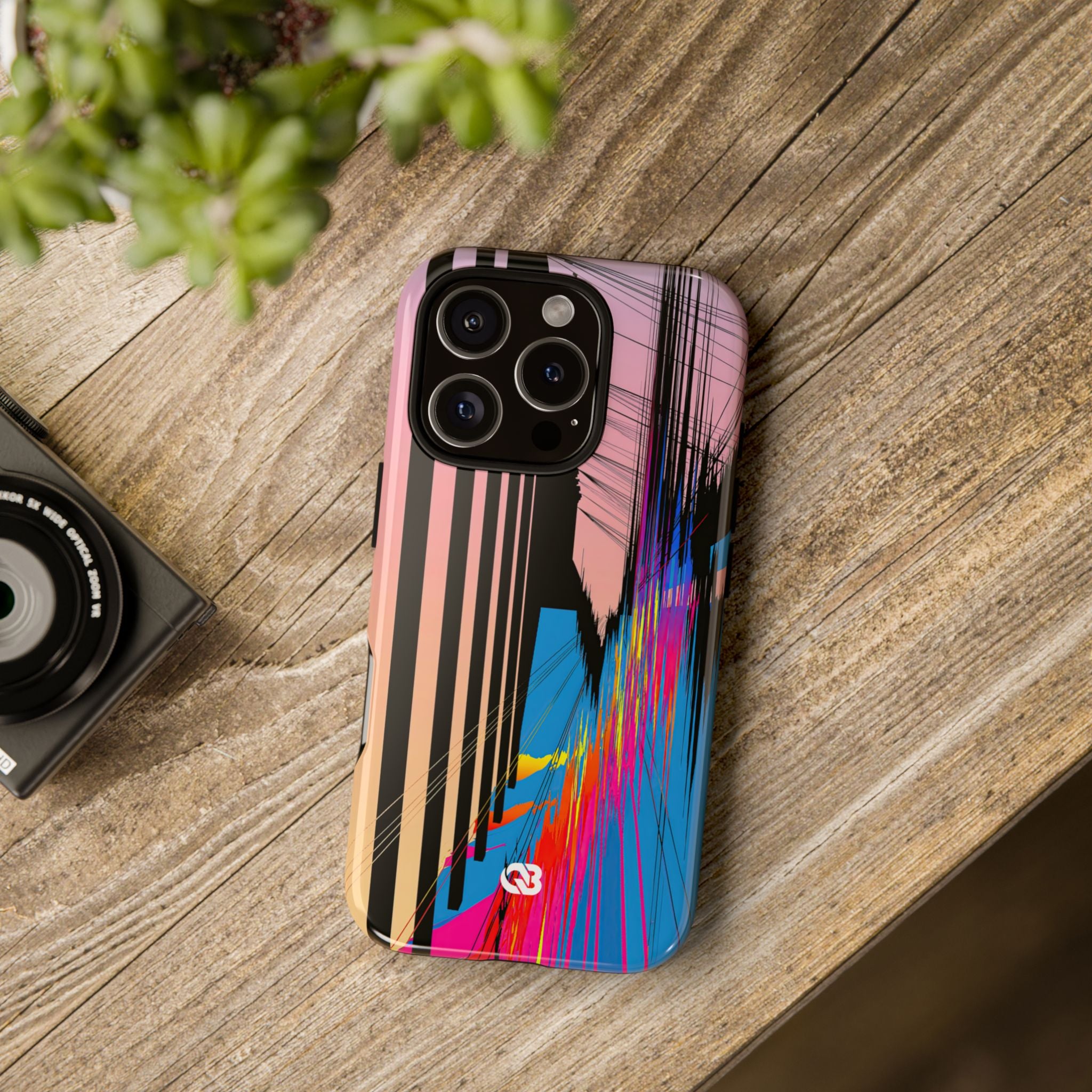 Blue Tough Phone Case for iPhone - Fractured Data Skyline