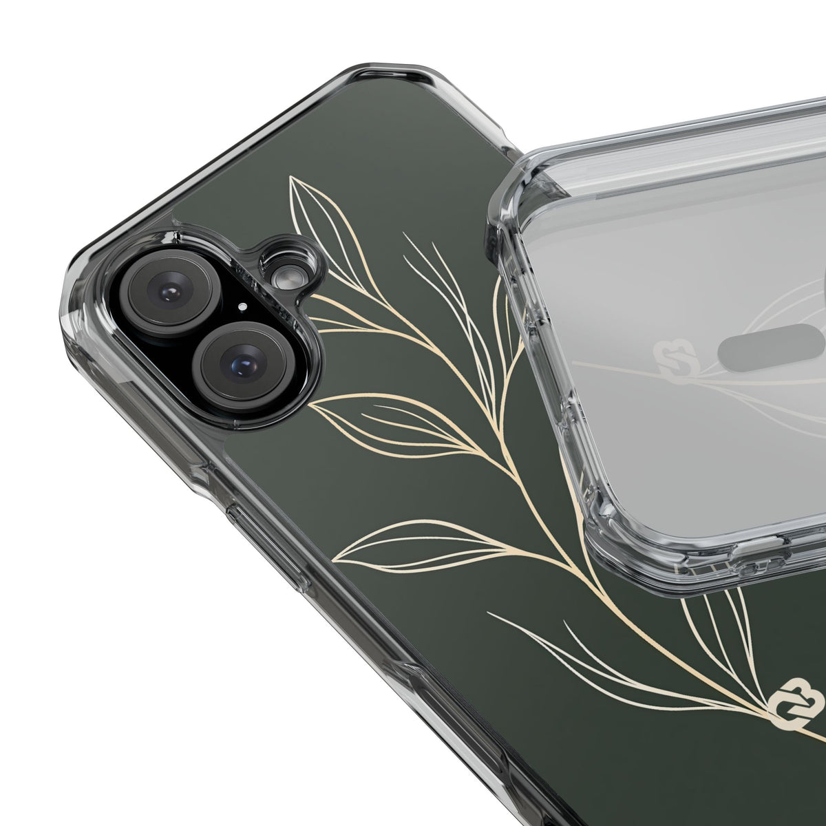 Minimal Botanical Stem · Clear Impact Magnetic Phone Case for iPhone ·  Green