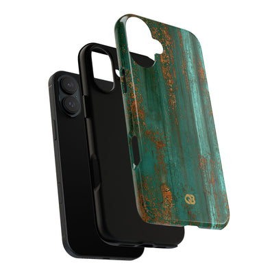 Teal Tough Phone Case for iPhone - Verdigris Copper Siding