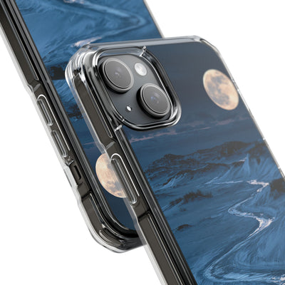 Arctic Moon Drift · Clear Impact Magnetic Phone Case for iPhone · Blue