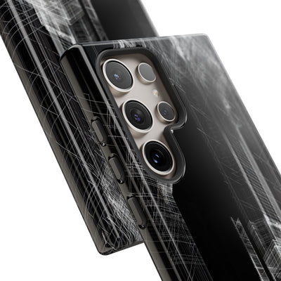 Black Tough Phone Case for Samsung - Ghost Urban Wireframe
