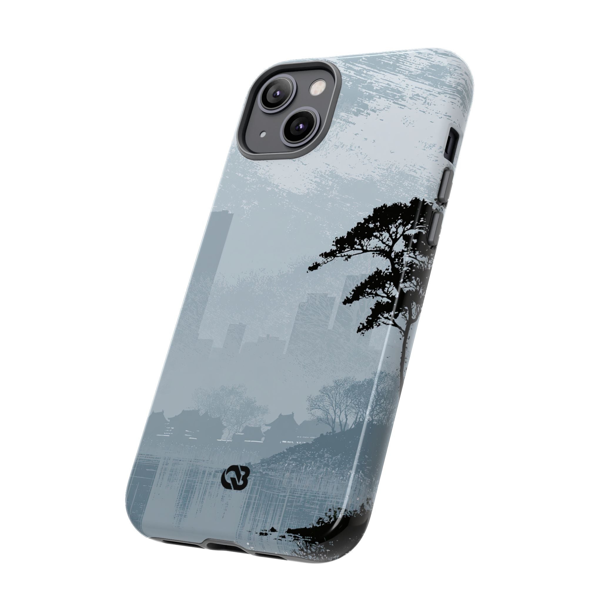 Grey Tough Phone Case for iPhone - Steel Slate Zen
