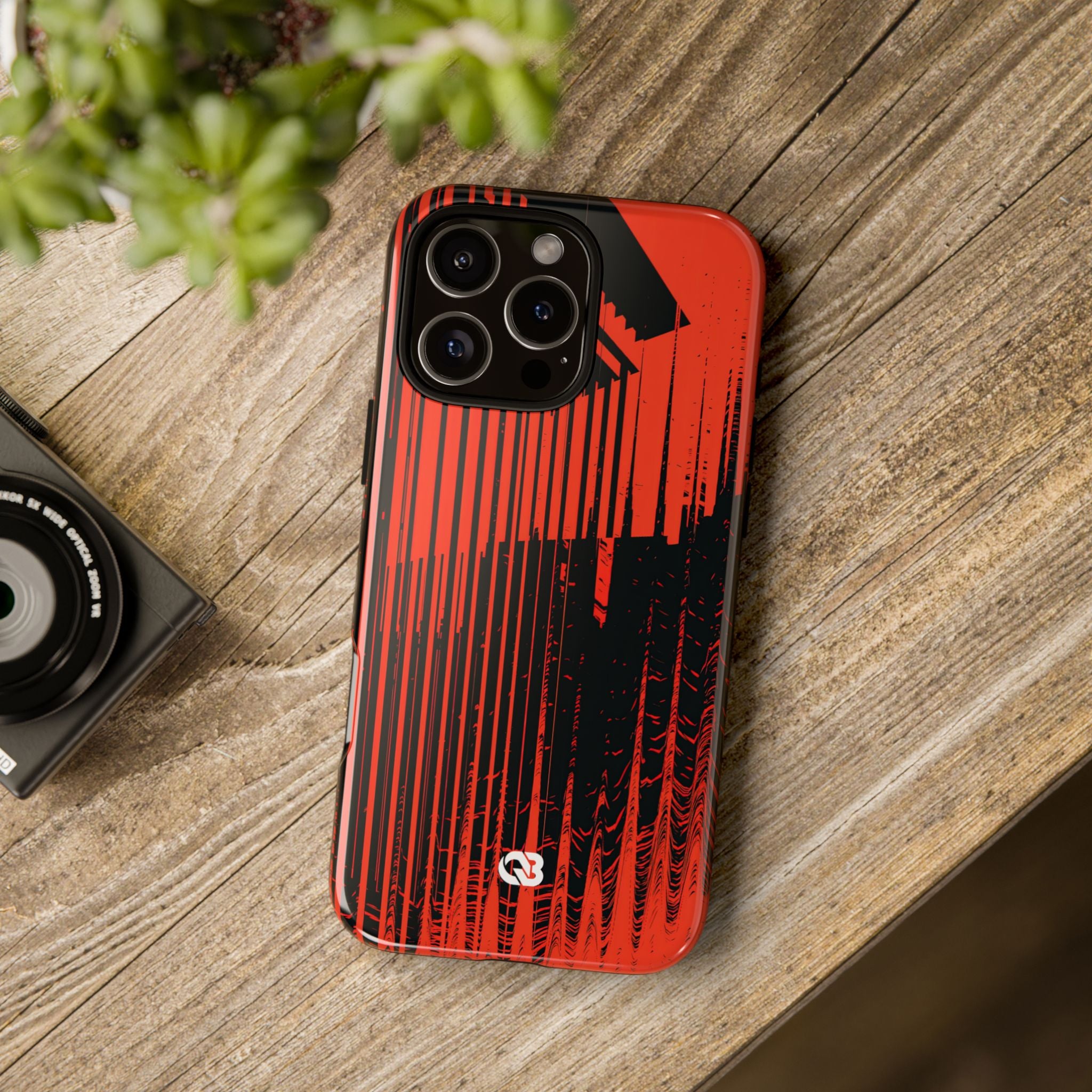 Red Tough Phone Case for iPhone - Crimson Brutalist Distortion