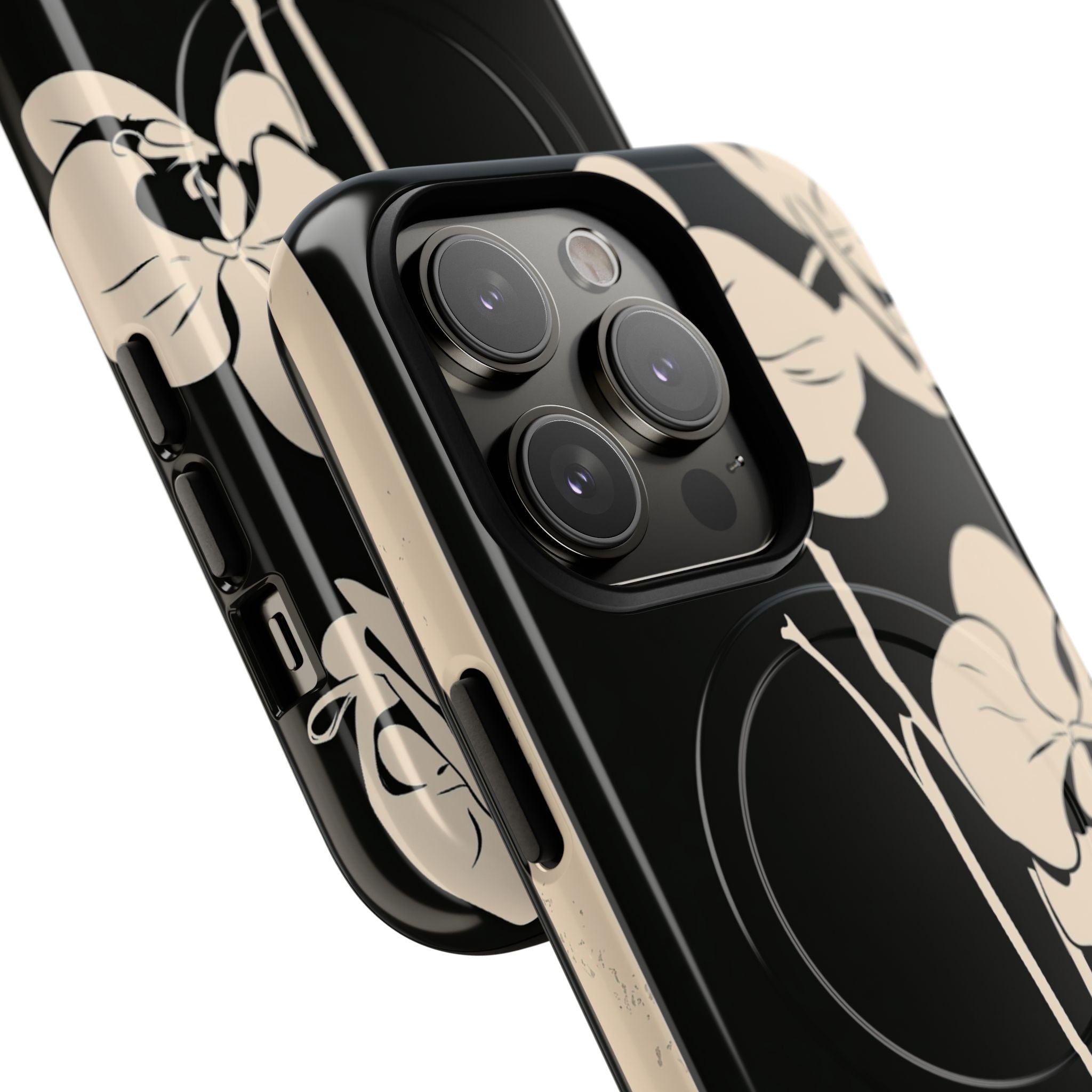 Black Tough 2.0 Magsafe Phone Case for iPhone - Obsidian Bone Orchid