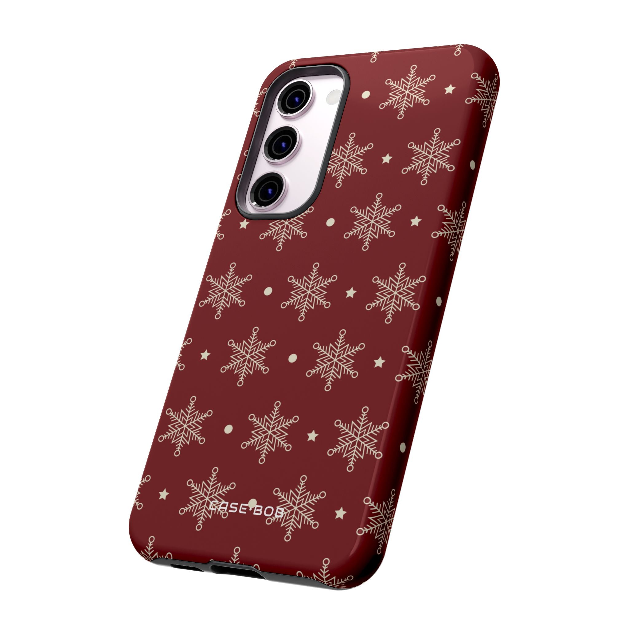 Cream Snowflake Crimson Samsung S23 Plus Case - Tough