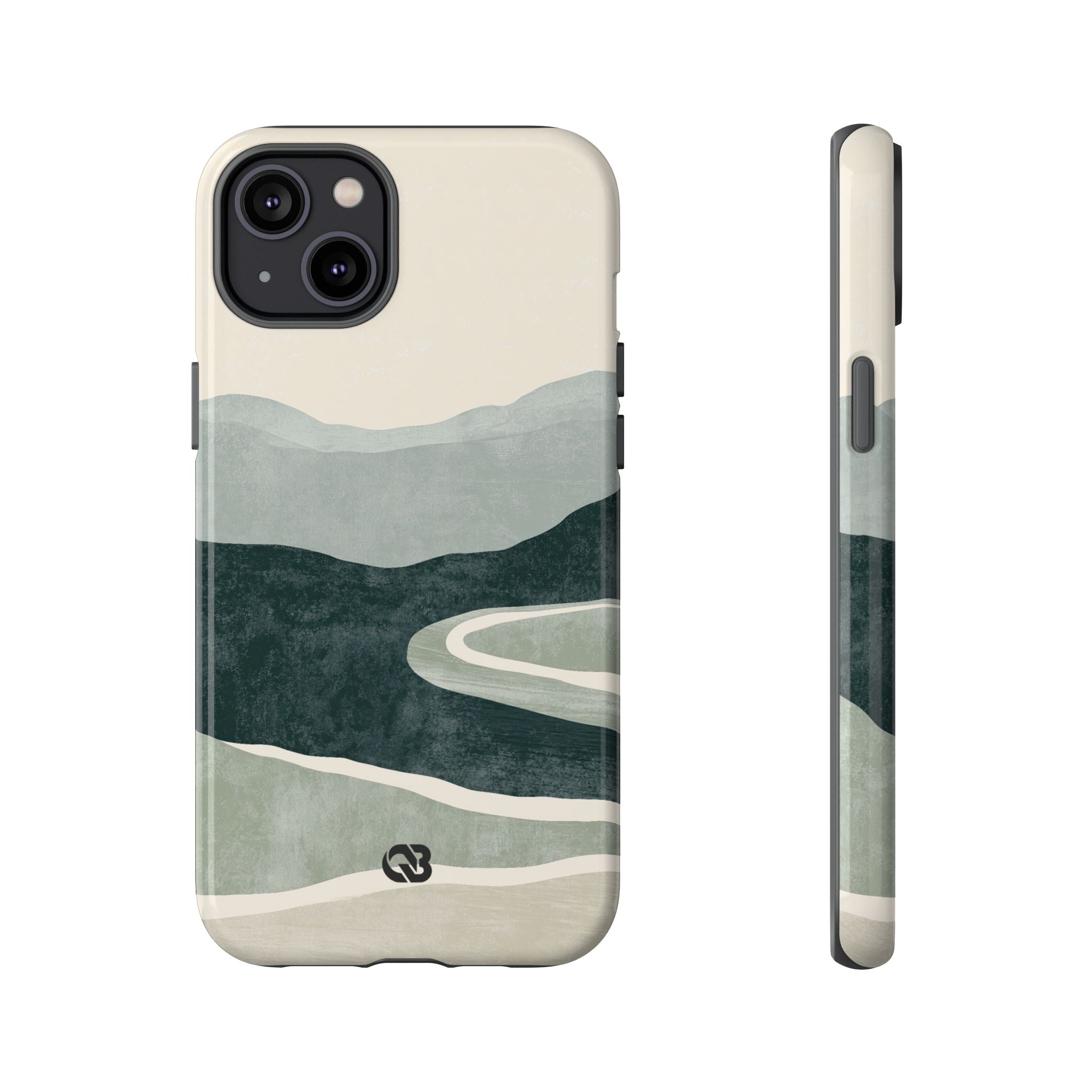 Green Tough Phone Case for iPhone - Misty Sage Valley