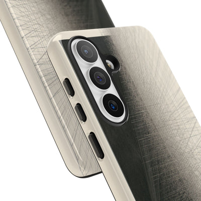 Beige Tough Phone Case for Samsung - Brutalist Graphite Grid