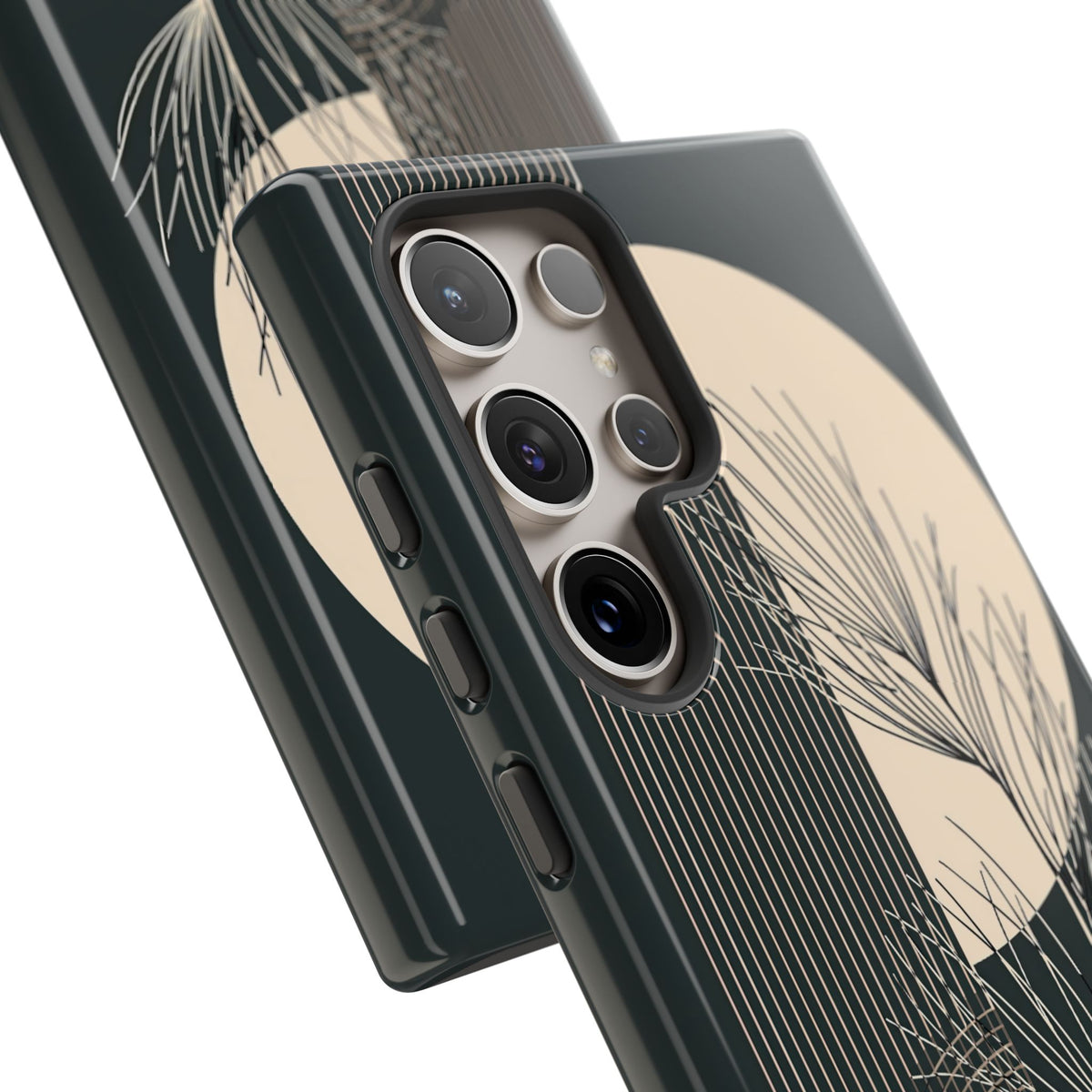 Black Tough Phone Case for Samsung - Obsidian Sand Willow