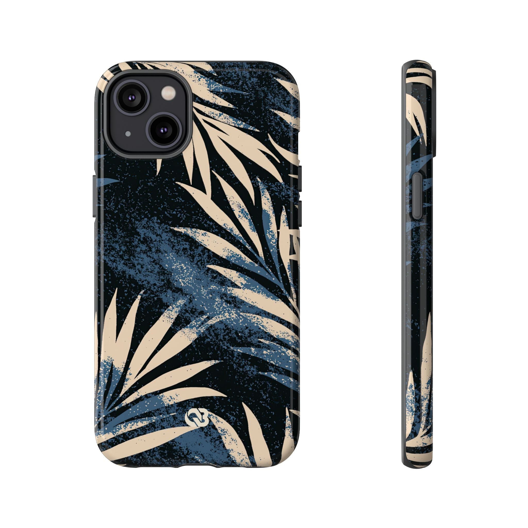 Blue Tough Phone Case for iPhone - Midnight Indigo Palm