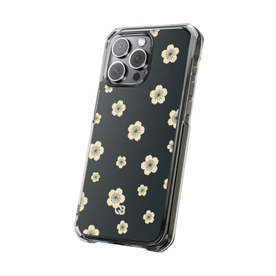 Teal Impact MagSafe Phone Case for iPhone - Obsidian Cream Petals