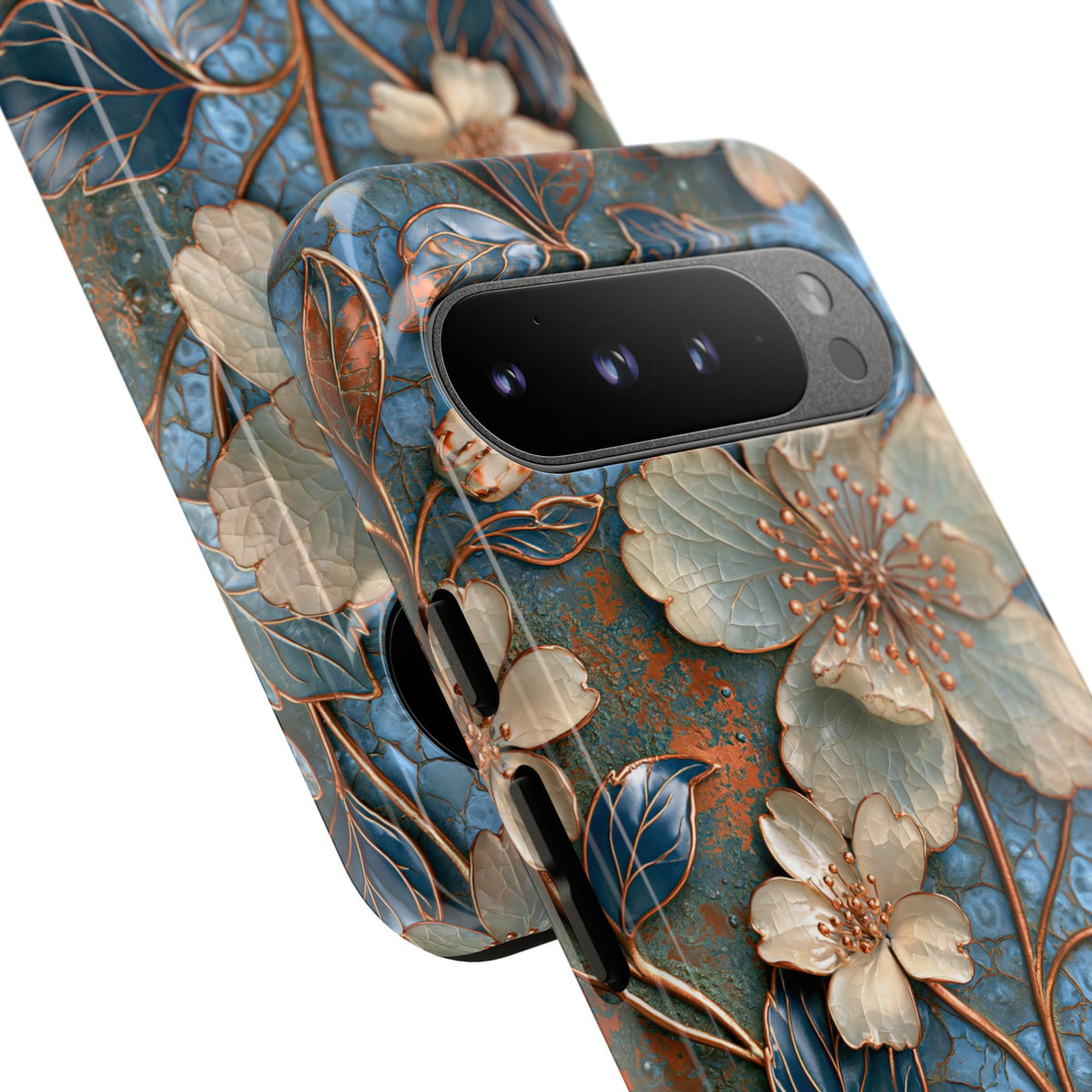 Gilded Blossom Reverie · Tough Phone Case for Pixel ·  Teal
