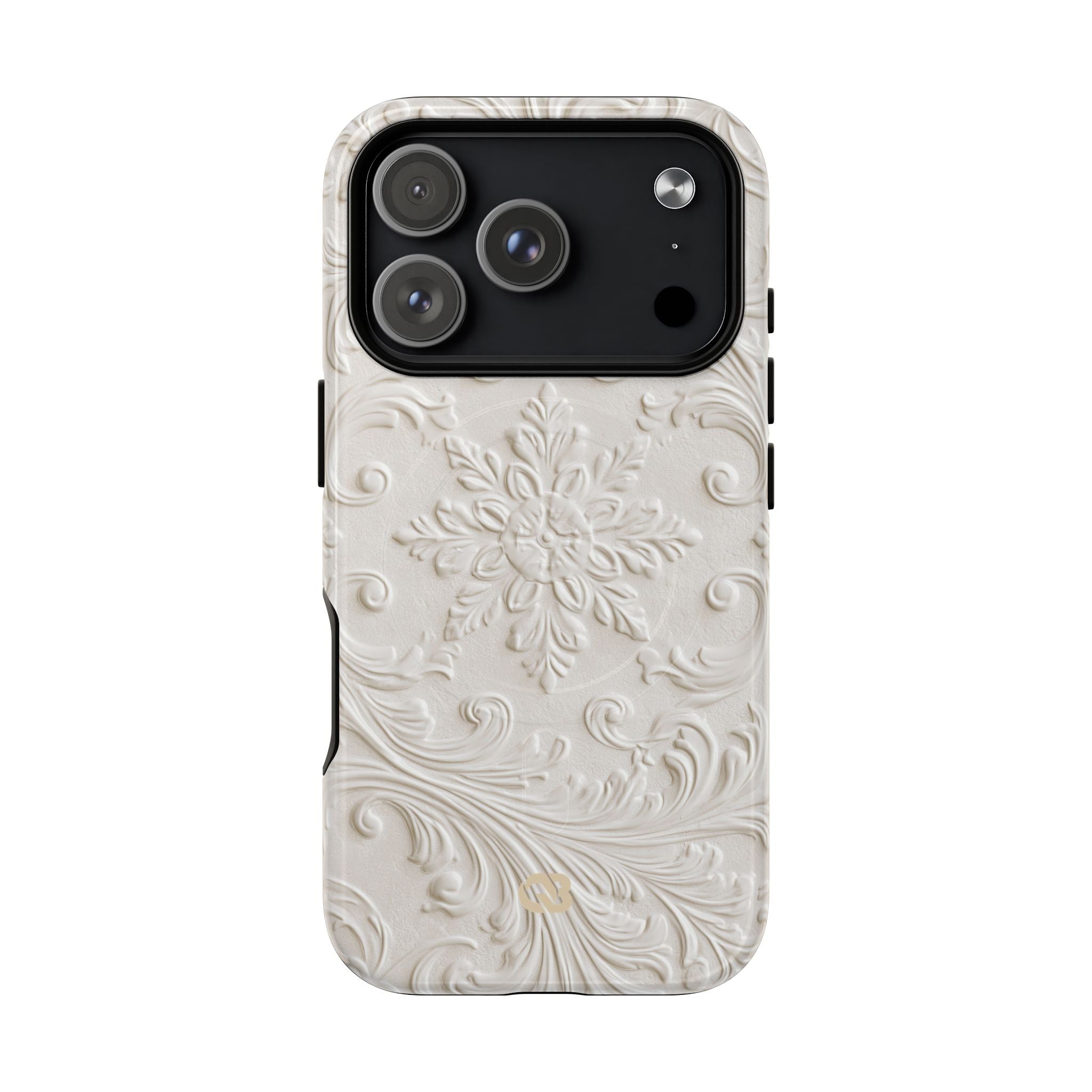 White Tough 2.0 Magsafe Phone Case for iPhone - Alabaster Floral Relief
