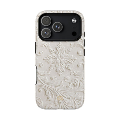 White Tough 2.0 Magsafe Phone Case for iPhone - Alabaster Floral Relief
