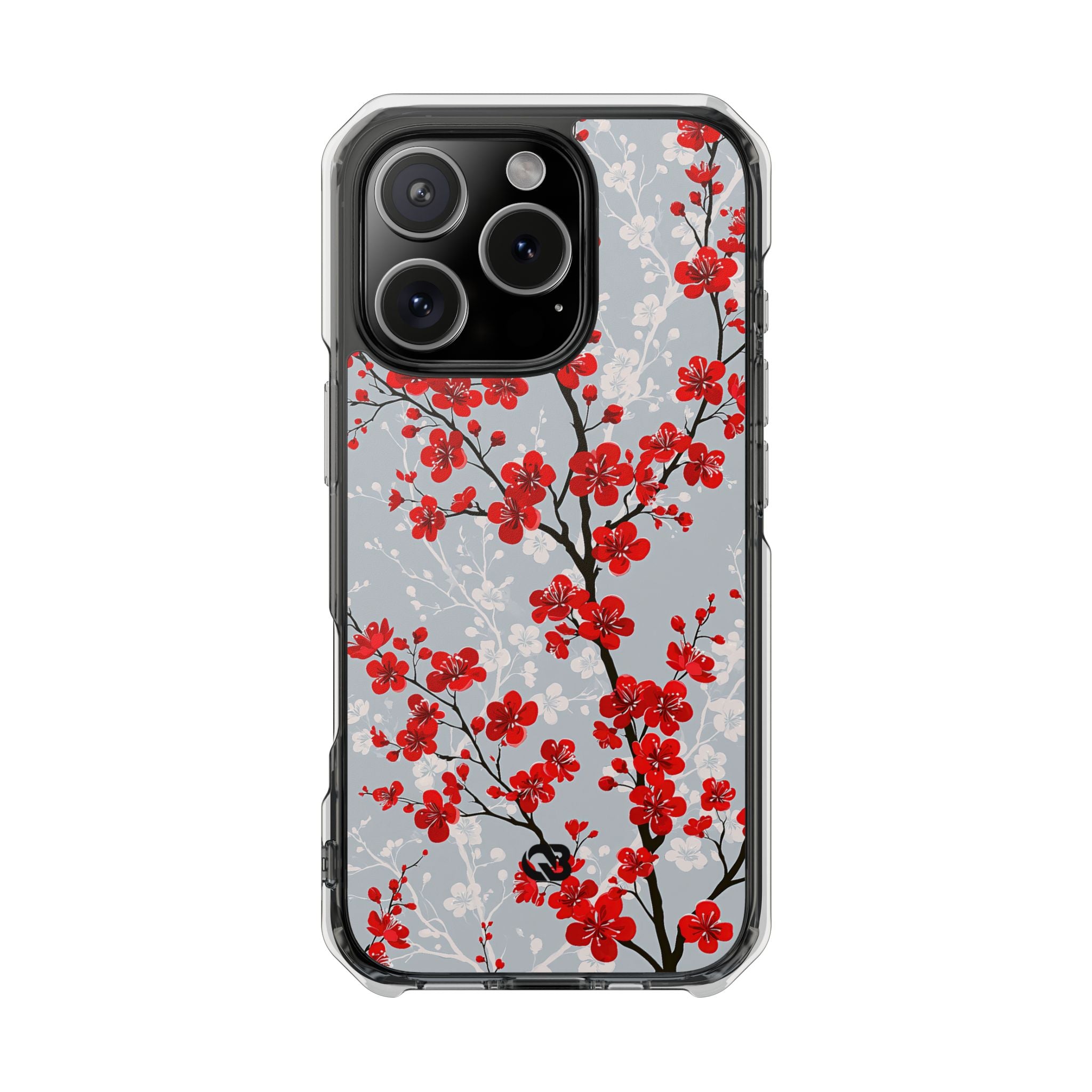 Grey Impact MagSafe Phone Case for iPhone - Crimson Sakura Slate