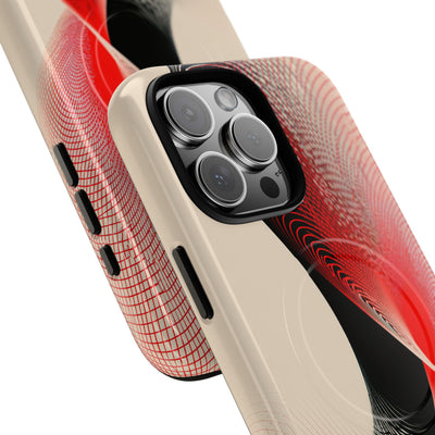 Red Tough 2.0 Magsafe Phone Case for iPhone - Crimson Grid Vortex