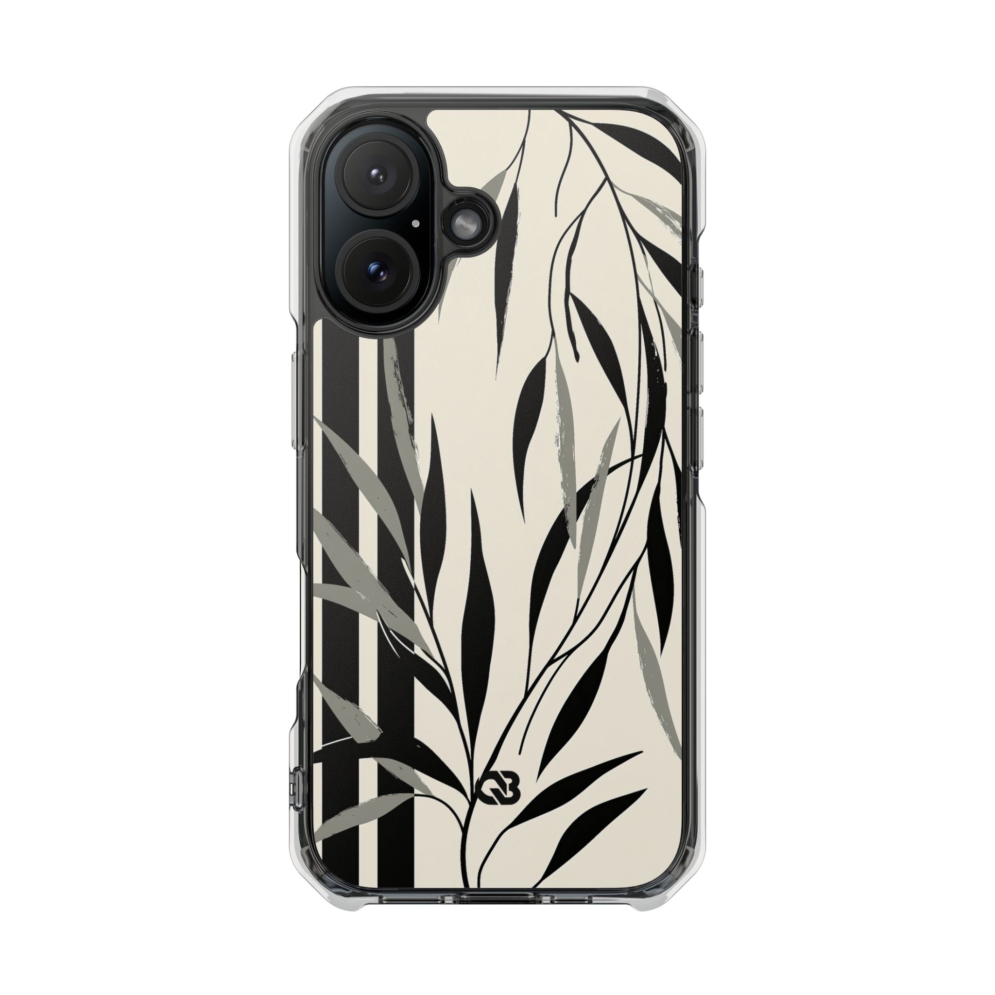 Beige Impact MagSafe Phone Case for iPhone - Soot Leaf Sketch