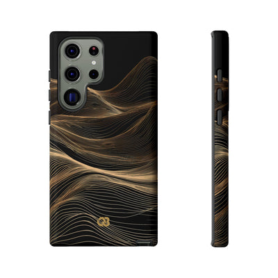 Black Tough Phone Case for Samsung - Copper Topo Ridge